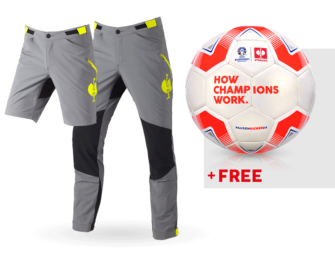 Clothing: SET: Functional trousers e.s.trail+shorts+football + basaltgrey/acid yellow
