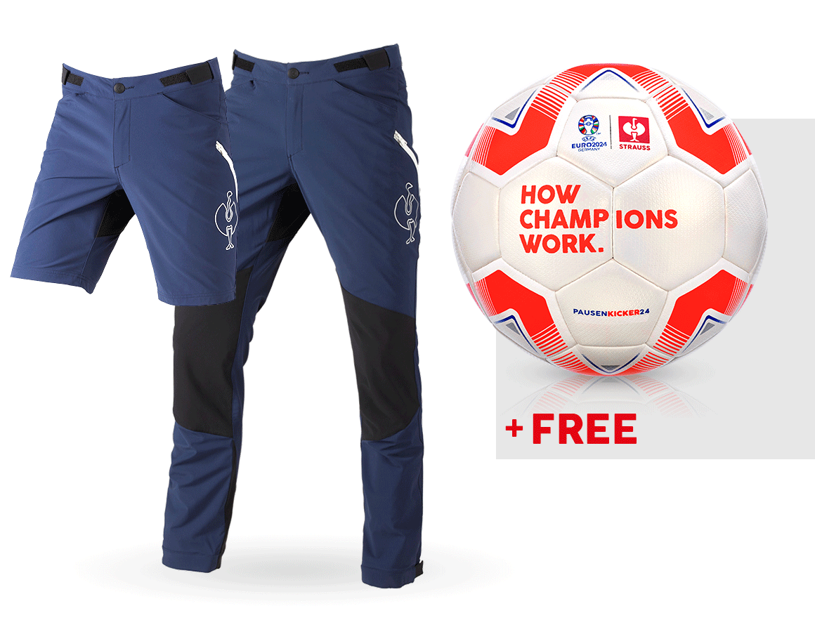 Collaborations: SET: Functional trousers e.s.trail+shorts+football + deepblue/white