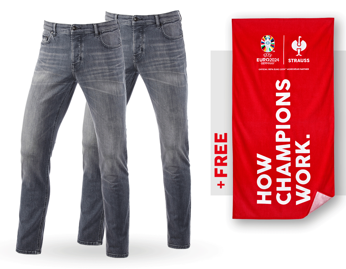 Collaborations: SET: 2x e.s. 5-Pocket-Stretch slim jeans + towel + graphitewashed