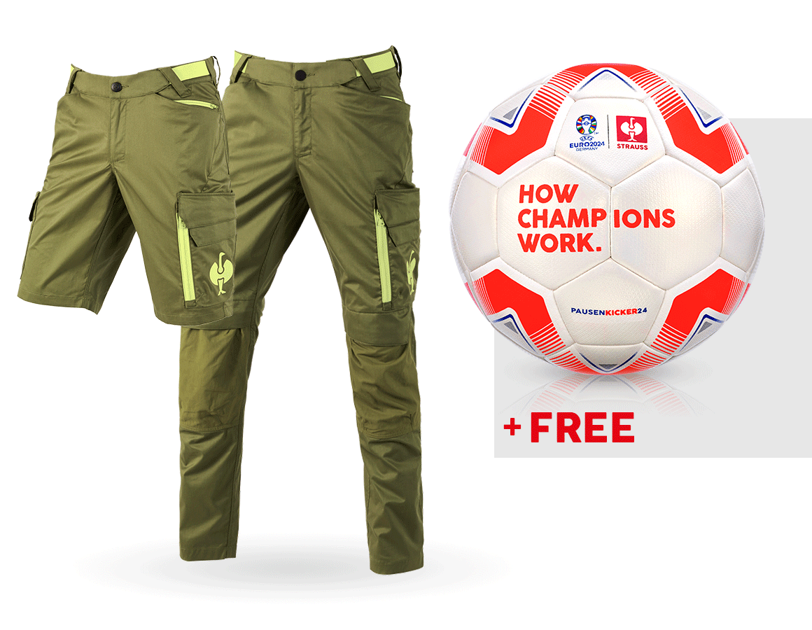 Collaborations: SET: Trousers e.s.trail + shorts + football + junipergreen/limegreen