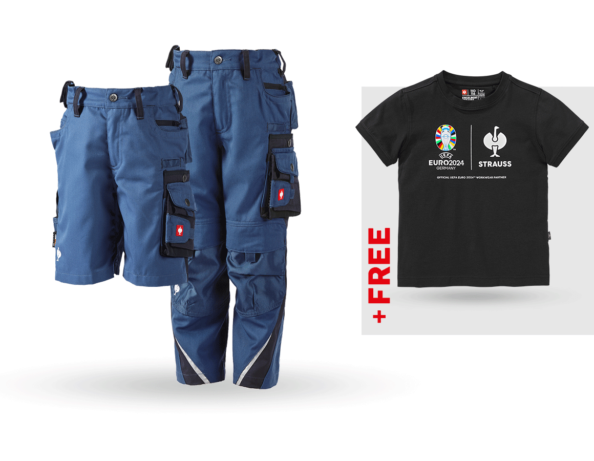 Clothing: SET: Kid's trousers + shorts e.s.motion + shirt + cobalt/pacific