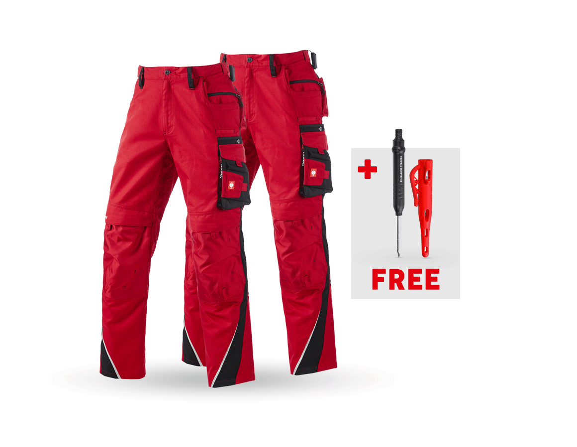 Clothing: SET: Trousers e.s.motion + red/black