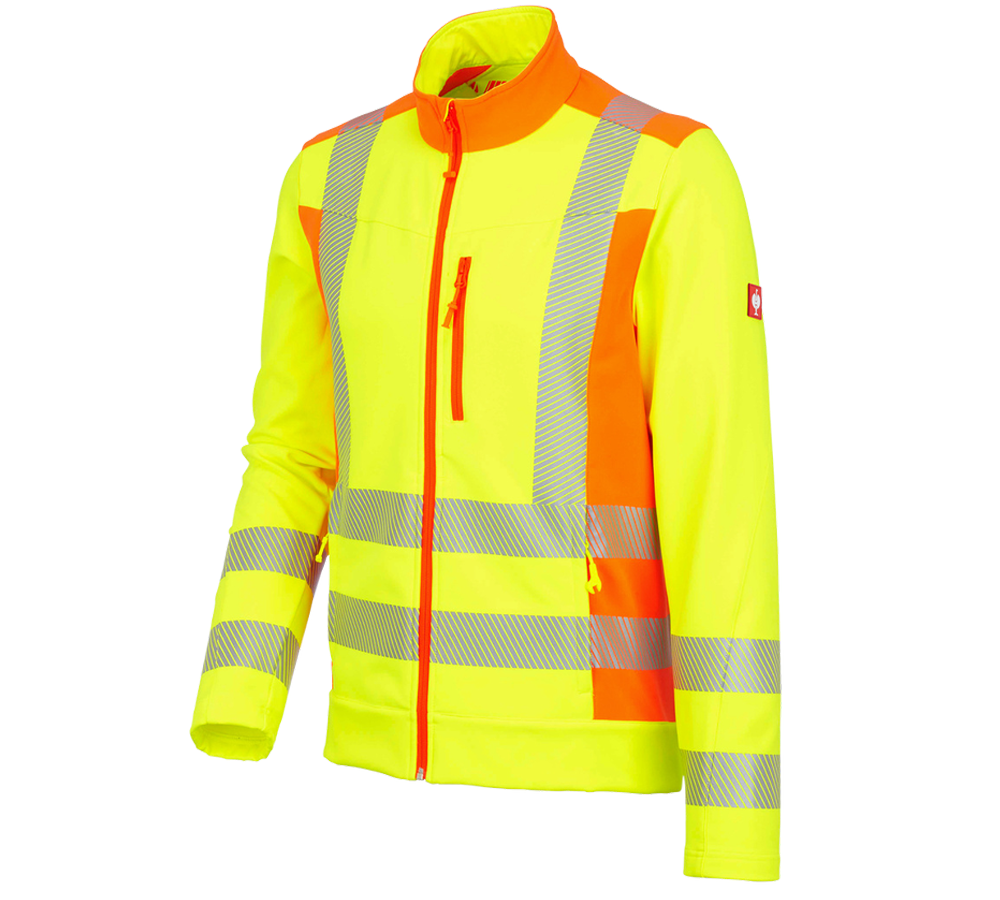 Work Jackets: High-vis softshell jacket softl. e.s.motion 2020 + high-vis yellow/high-vis orange
