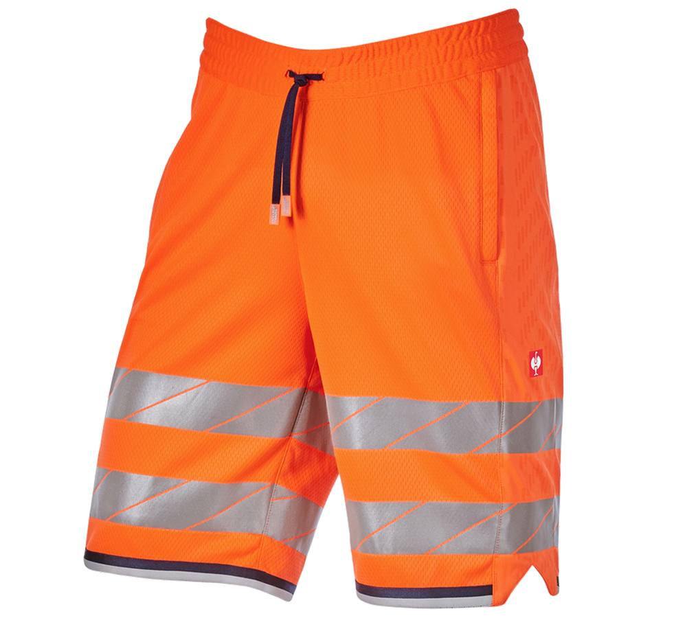 Work Trousers: High-vis functional shorts e.s.ambition + high-vis orange/navy