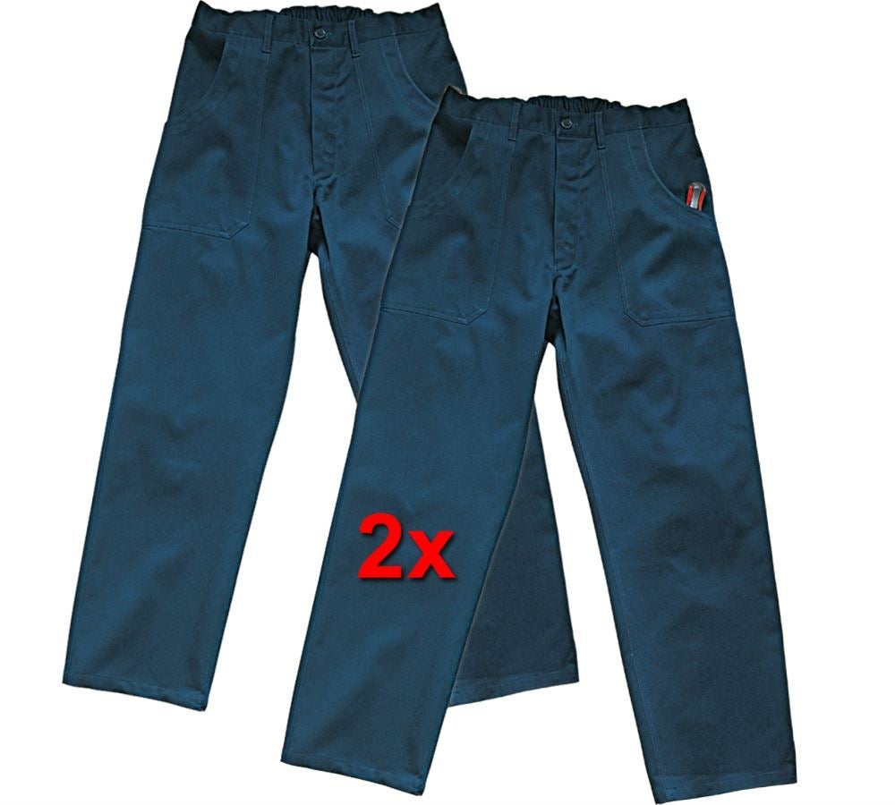 Work Trousers: Basic - cotton Trousers, pack of 2 + navy