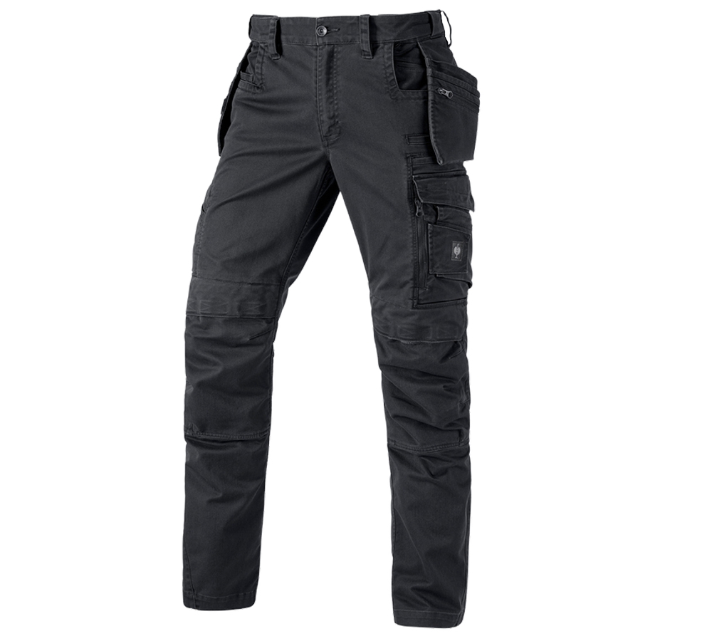 Work Trousers: Trousers e.s.motion ten tool-pouch + oxidblack