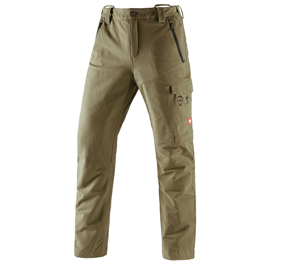 Gardening / Forestry / Farming: Forestry cut protection trousers e.s.cotton touch + mudgreen