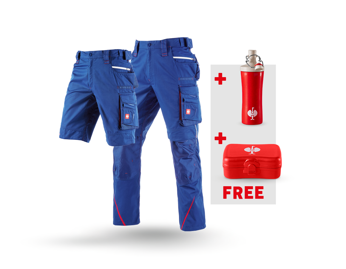 Clothing: SET:Trousers+Shorts e.s.motion2020+Lunchbox+bottle + royal/fiery red