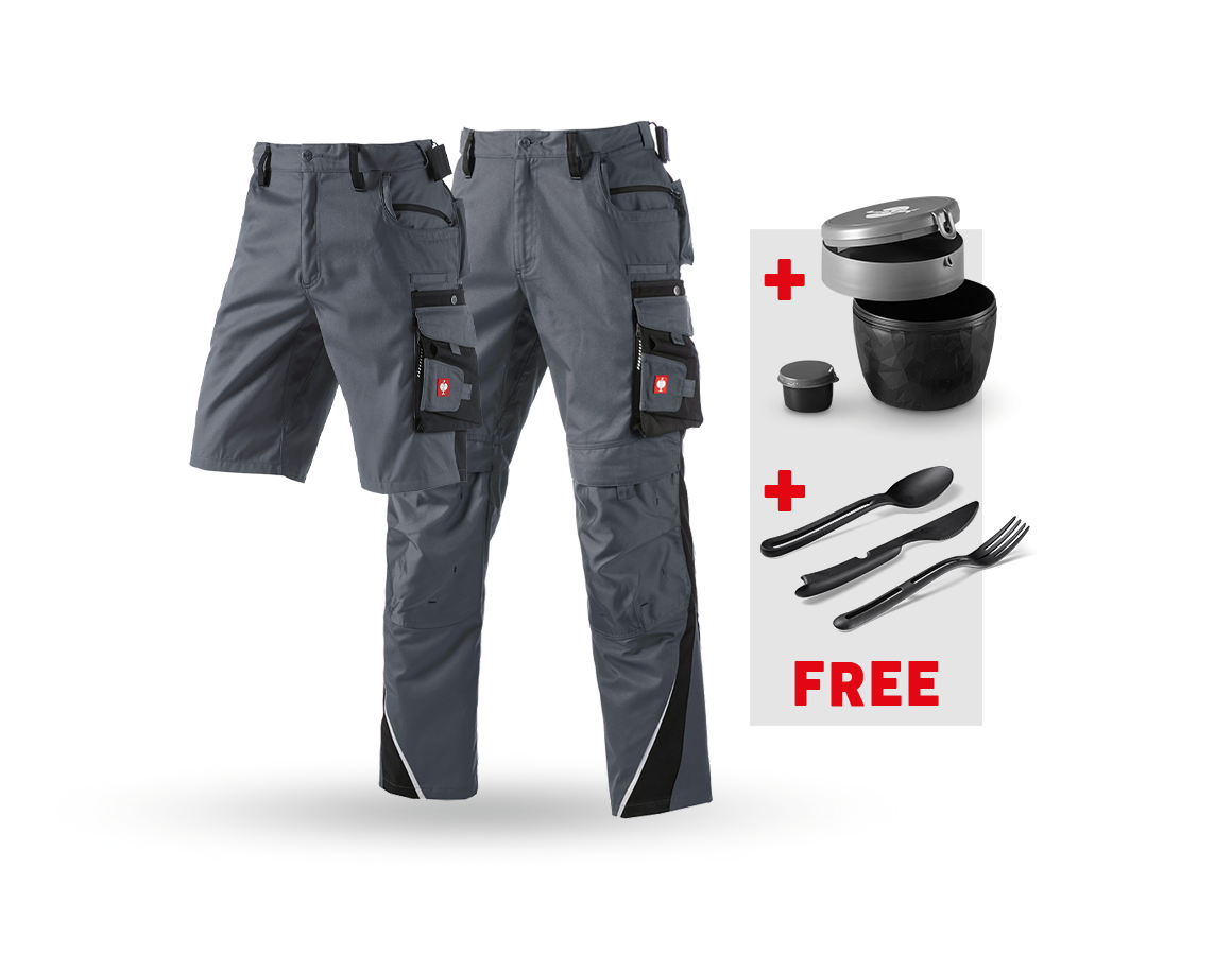 Clothing: SET: Trousers+Shorts e.s.motion+Lunchbox+Cutlery + grey/black