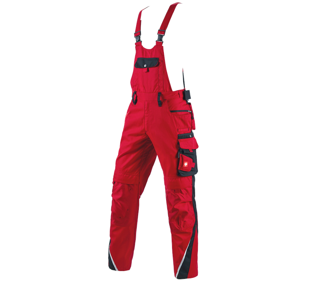 Work Trousers: Bib & brace e.s.motion + red/black