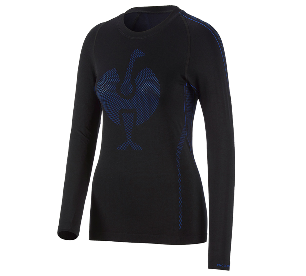 Cold: e.s. functional-longsleeve seamless-warm, ladies' + black/gentianblue