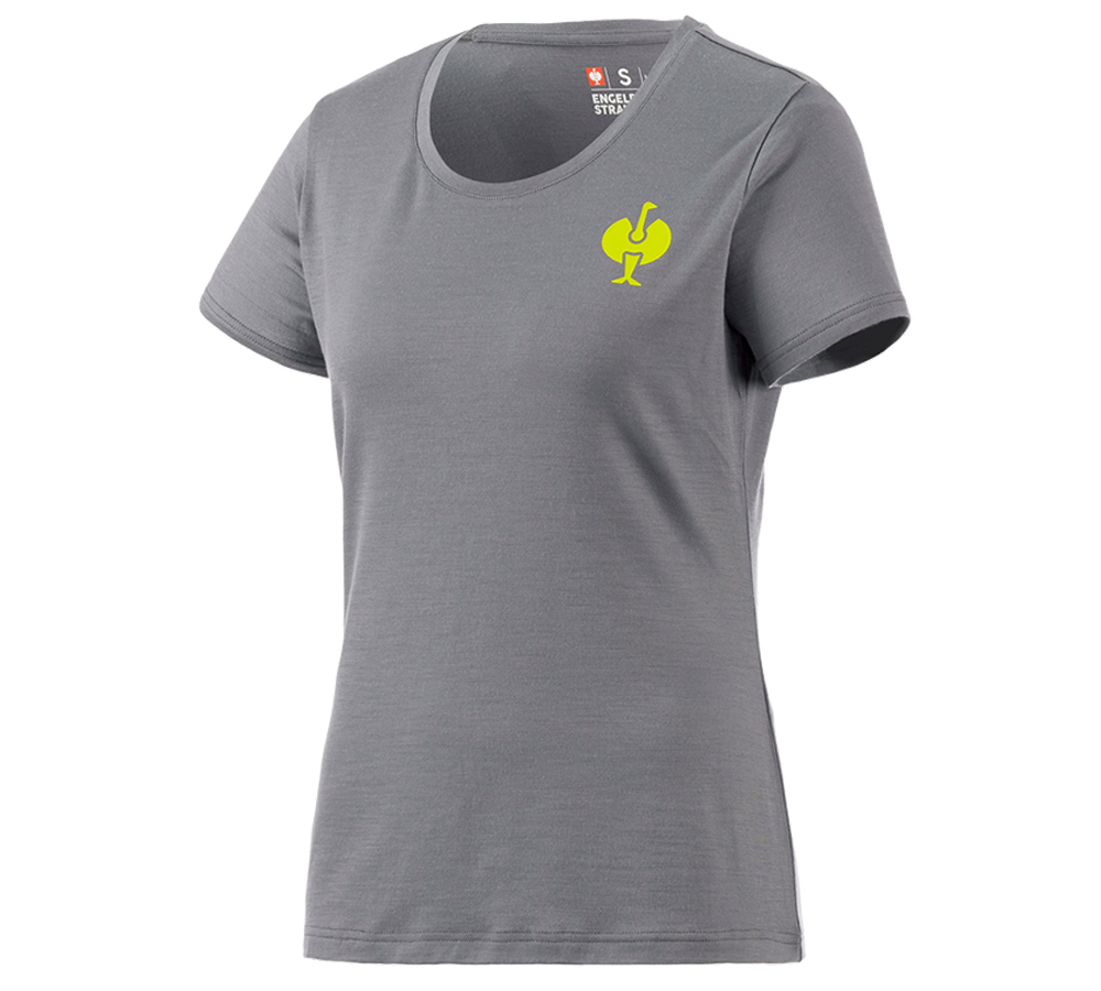 Clothing: T-Shirt Merino e.s.trail, ladies' + basaltgrey/acid yellow
