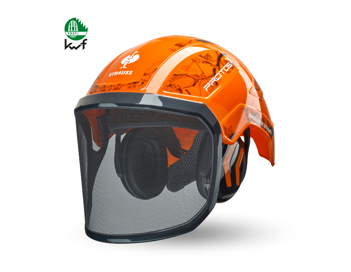 Forestry / Cut Protection Clothing: e.s. Forestry helmet Protos® + high-vis orange woodprint