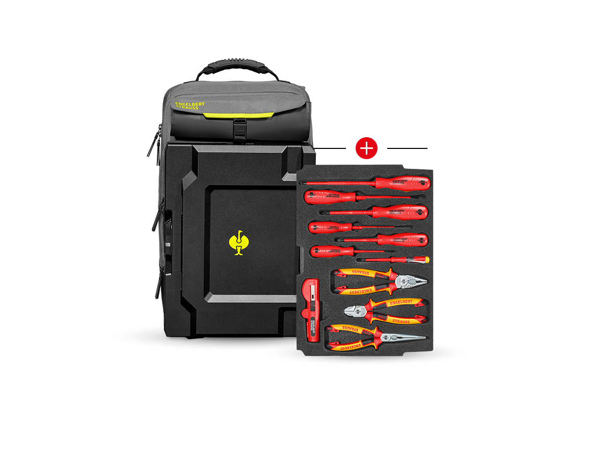 Tools: Insert Elektro Classic + STRAUSSbox backpack + basaltgrey/acid yellow