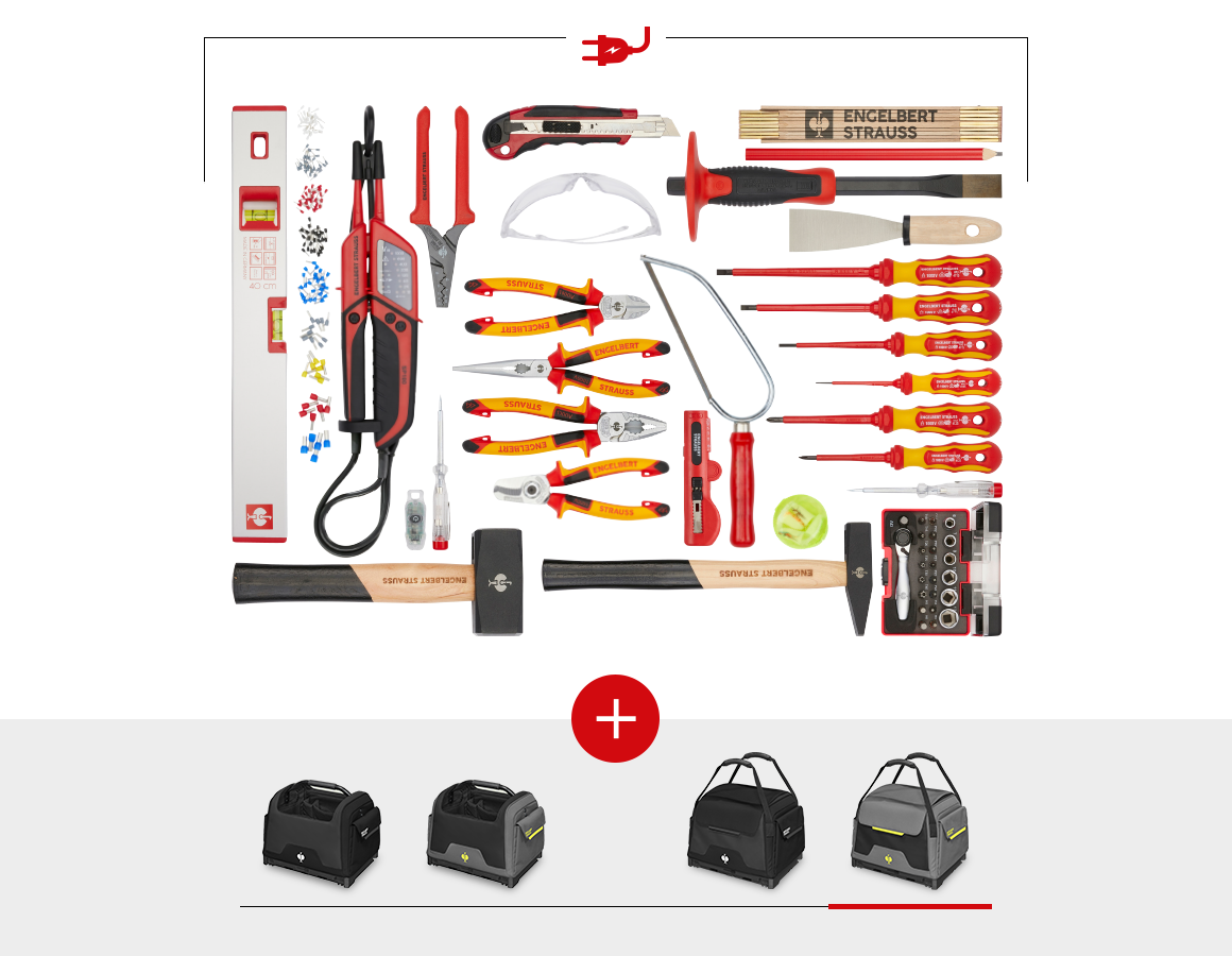 Tools: Tool set Electro incl. STRAUSSbox bag + basaltgrey/acid yellow