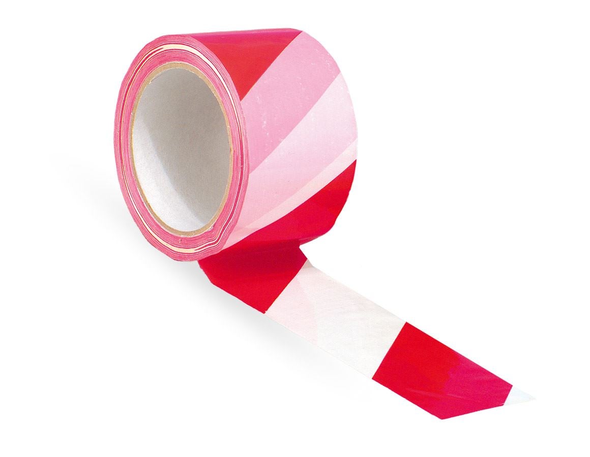 Plastic bands | crepe bands: Warning tape, self-adhesive + red/white