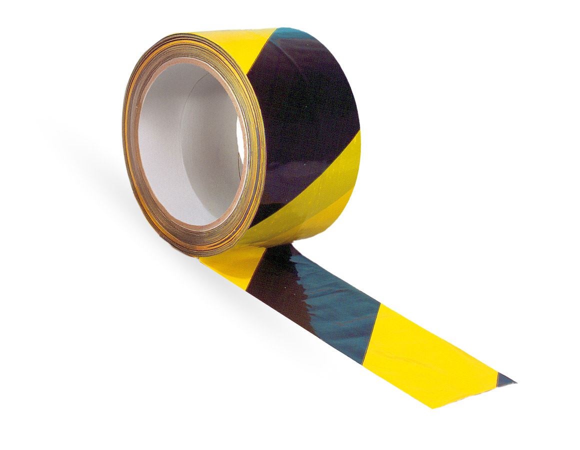 Plastic bands | crepe bands: Warning tape, self-adhesive + yellow/black