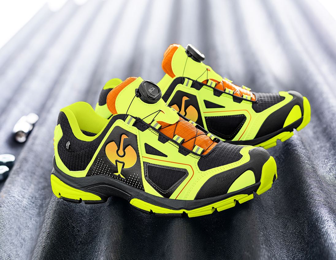 Footwear: O2 Work shoes e.s. Minkar II + black/high-vis yellow/high-vis orange