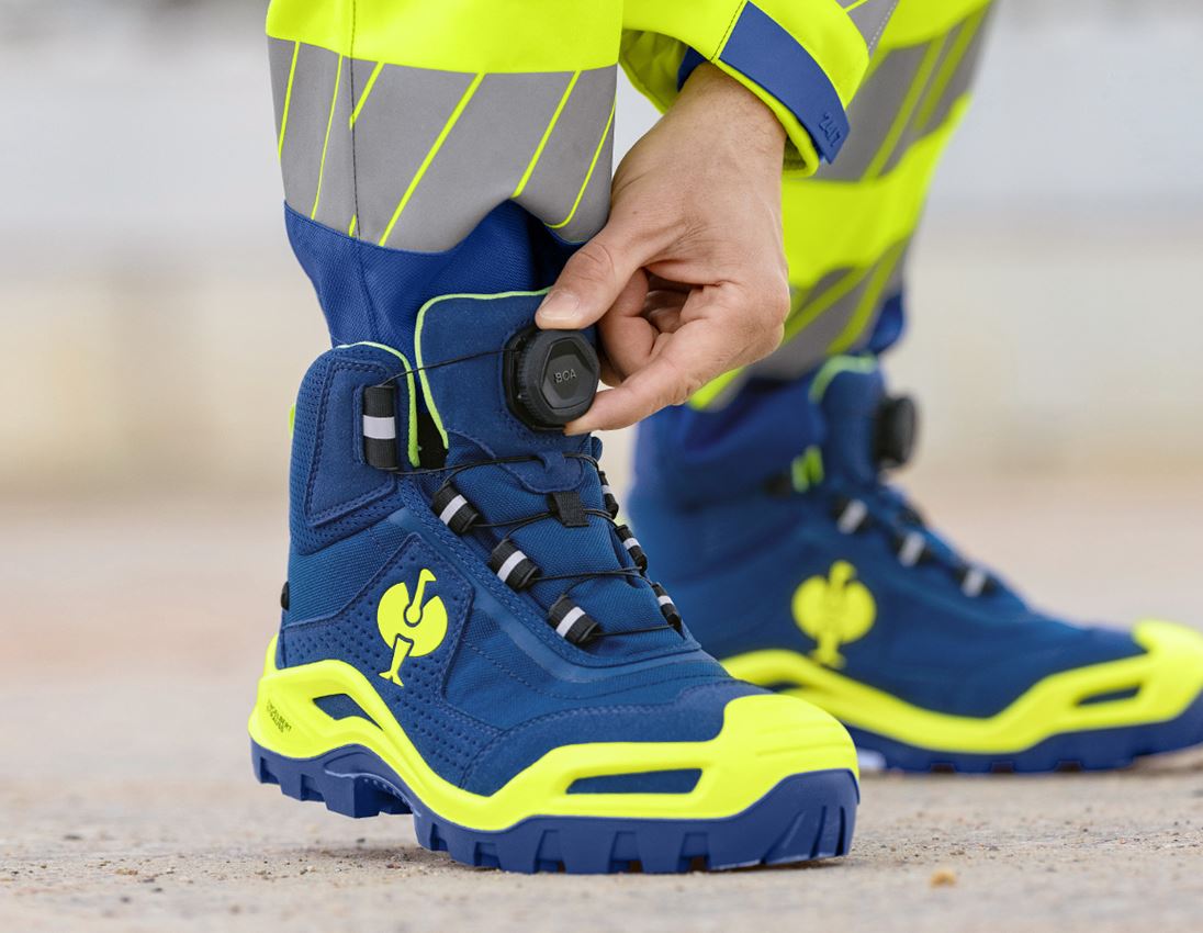 Footwear: S3 Safety boots e.s. Kastra II mid + royal/high-vis yellow 1