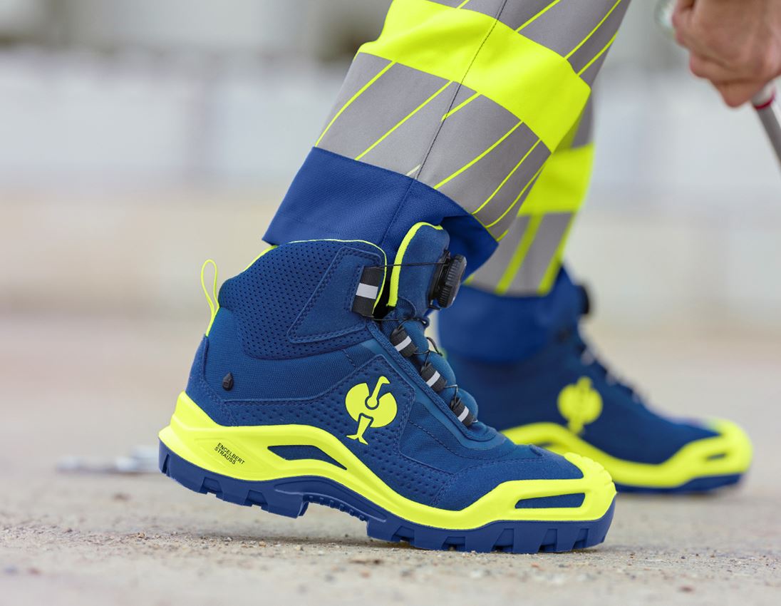 Footwear: S3 Safety boots e.s. Kastra II mid + royal/high-vis yellow