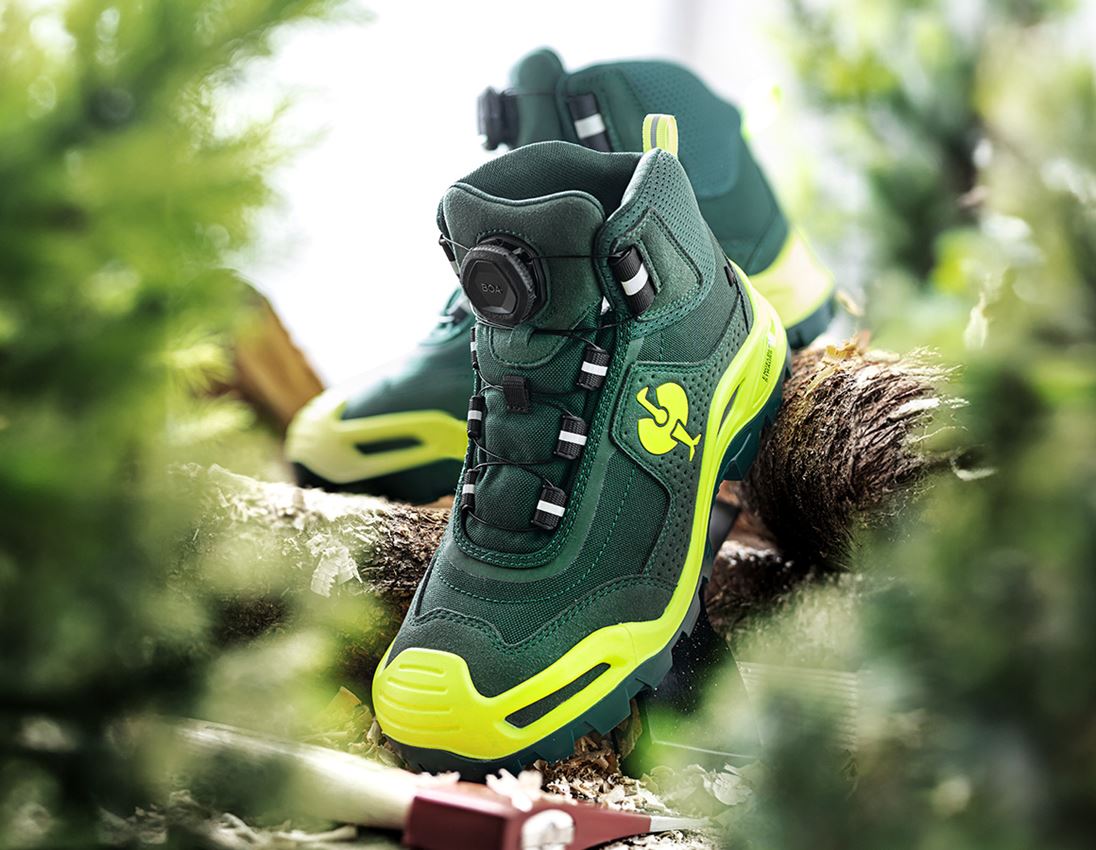 Footwear: S3 Safety boots e.s. Kastra II mid + green/high-vis yellow 1