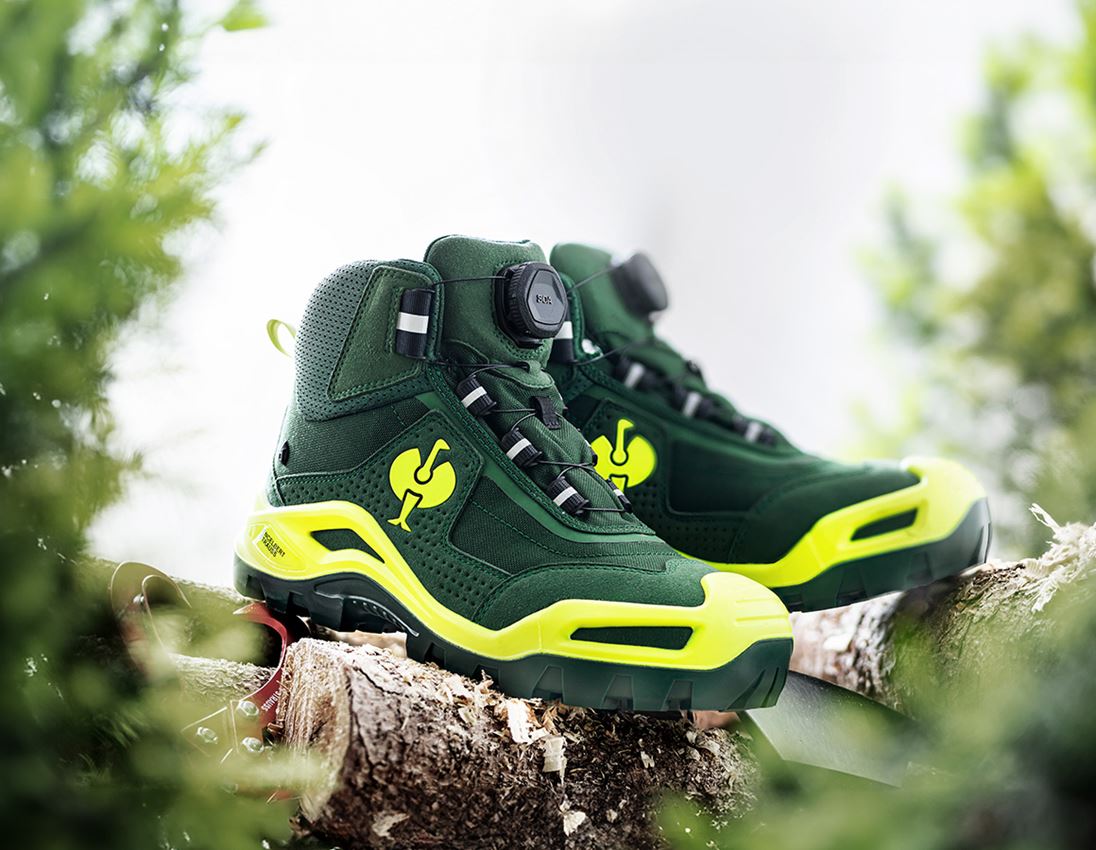 Footwear: S3 Safety boots e.s. Kastra II mid + green/high-vis yellow