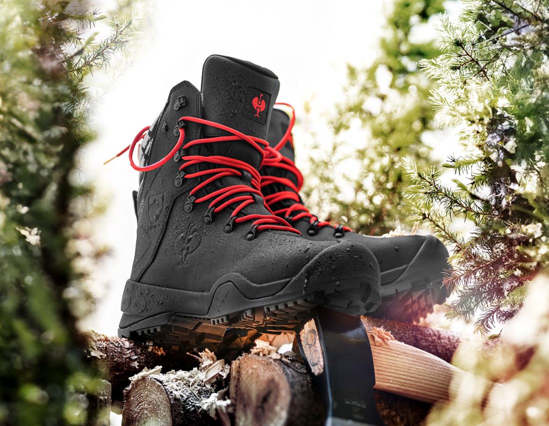 Footwear: S6 Forestry safety boots e.s. Kufstein high + black/straussred 3