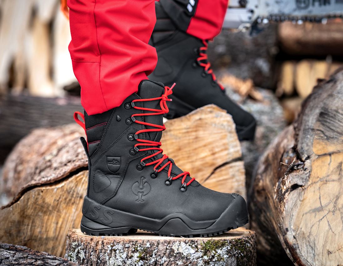 S6: S6 Forestry safety boots e.s. Kufstein high + black/straussred 1