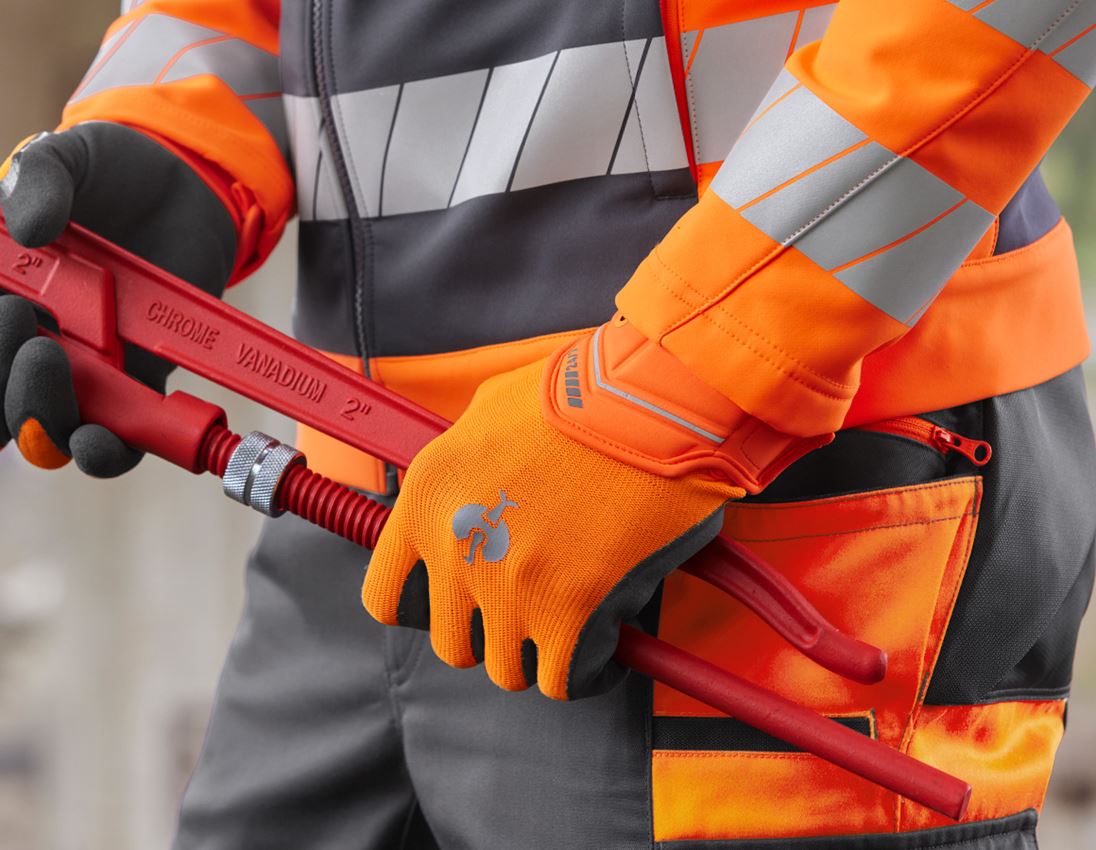 Coated: Hybrid gloves e.s.motion 24/7 + high-vis orange/anthracite