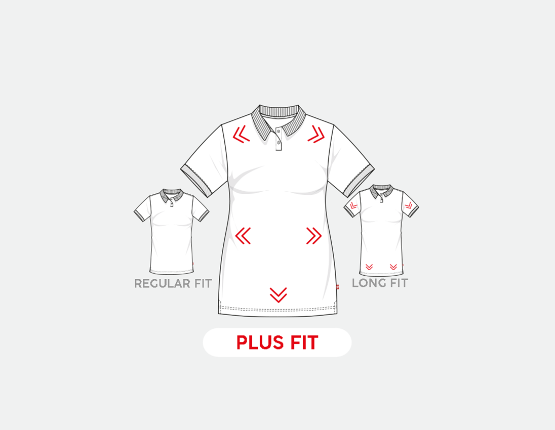 Shirts, Pullover & more: e.s. Pique-Polo cotton stretch, ladies', plus fit + white 1