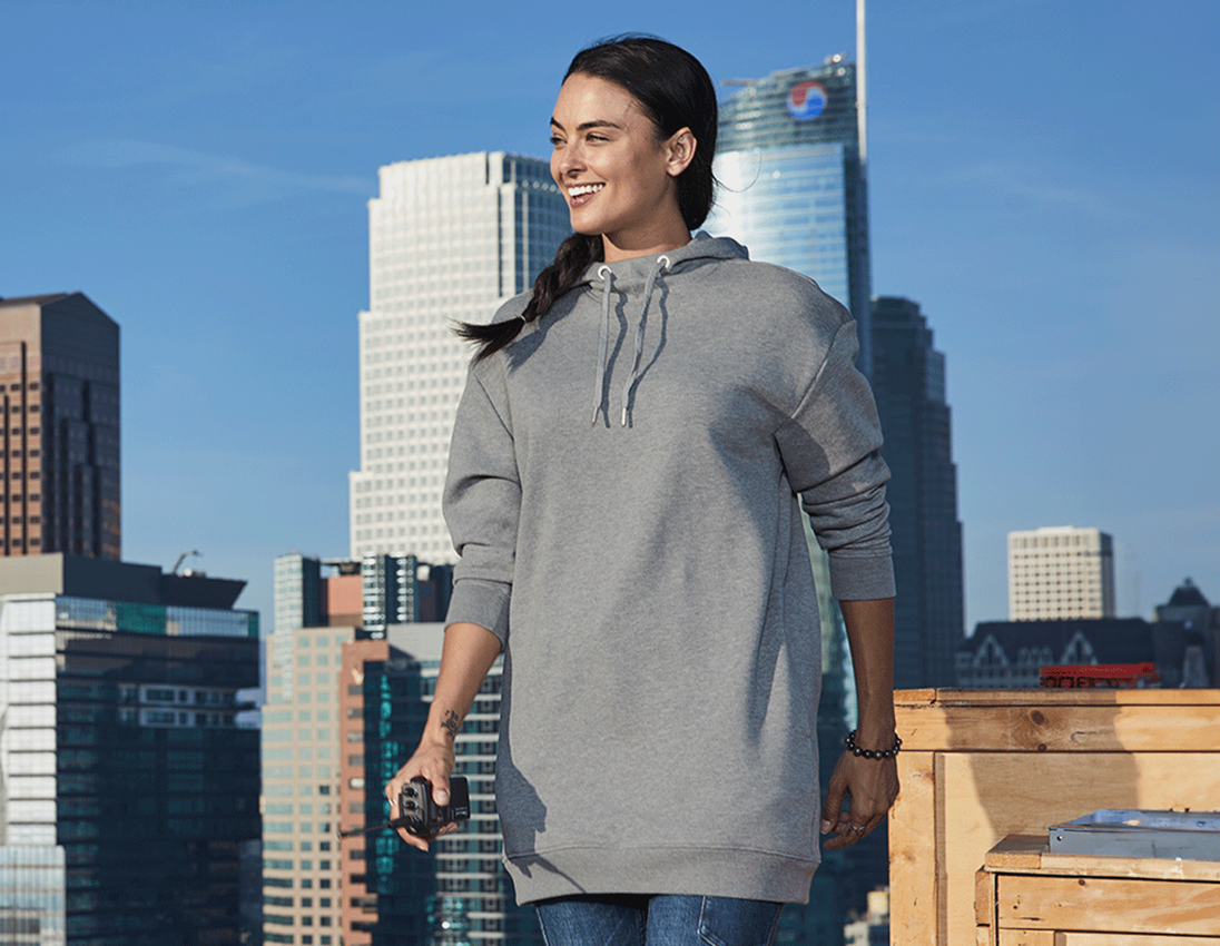 Plumbers / Installers: e.s. Oversize hoody sweatshirt poly cotton, ladies + grey melange
