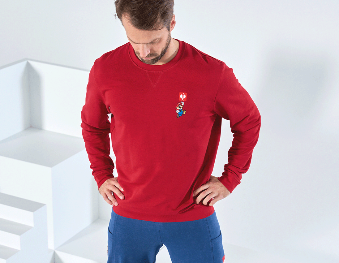 Shirts, Pullover & more: Super Mario Sweatshirt, men's + fiery red
