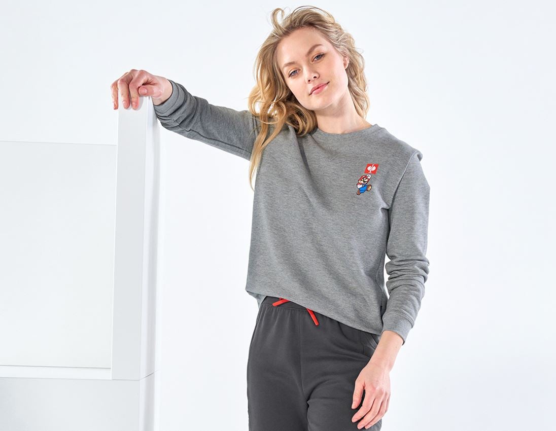 Collaborations: Super Mario Sweatshirt, ladies' + grey melange