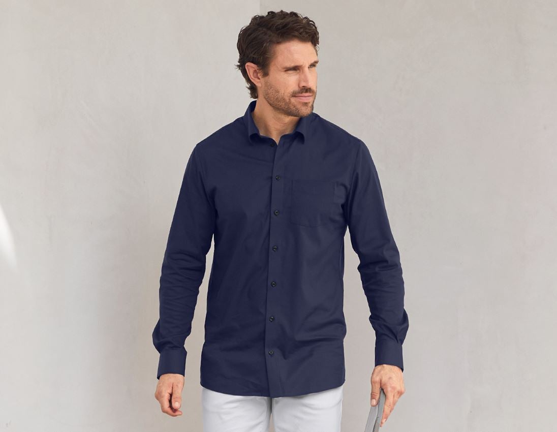 Topics: e.s. Business shirt cotton stretch, regular fit + navy