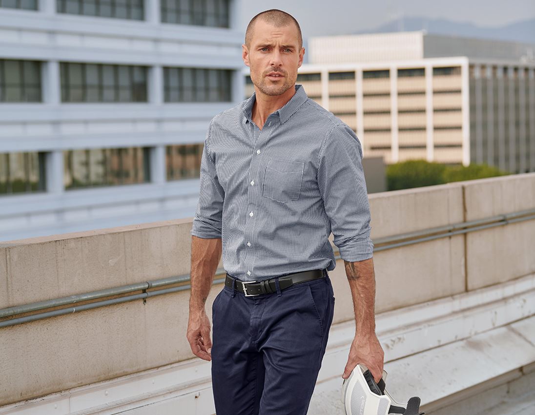 Topics: e.s. Business shirt cotton stretch, regular fit + navy checked 1