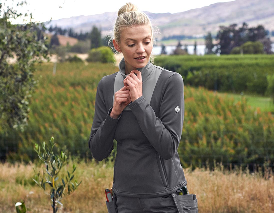 Shirts, Pullover & more: Funct.Troyer thermo stretch e.s.concrete, ladies' + anthracite/pearlgrey
