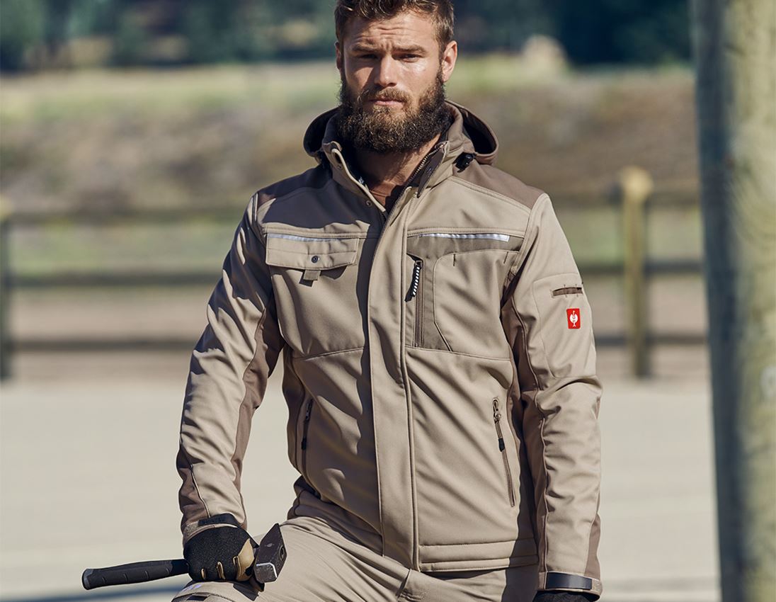Plumbers / Installers: Softshell jacket e.s.motion + clay/peat 1