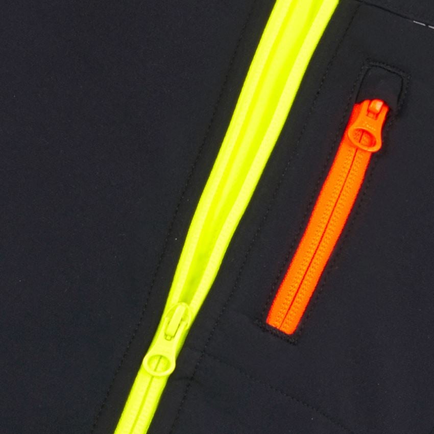 Jackets: Softshell jacket e.s.motion 2020, children's + black/high-vis yellow/high-vis orange 2