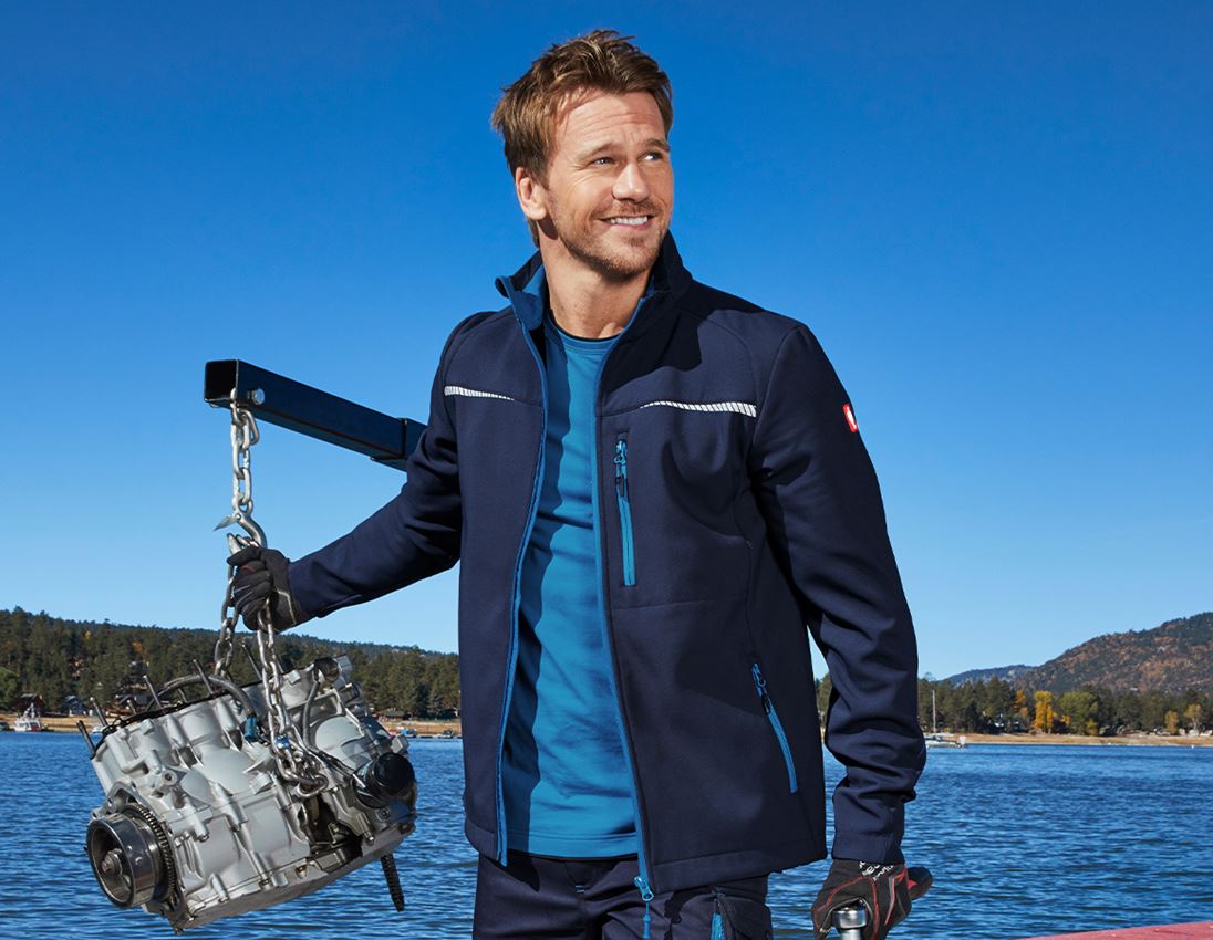 Plumbers / Installers: Softshell jacket e.s.motion 2020 + navy/atoll
