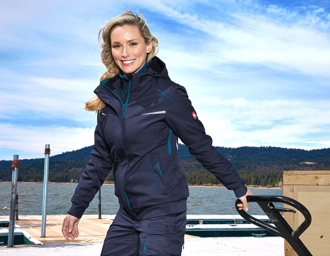 Plumbers / Installers: Winter softshell jacket e.s.motion 2020, ladies' + navy/atoll 1