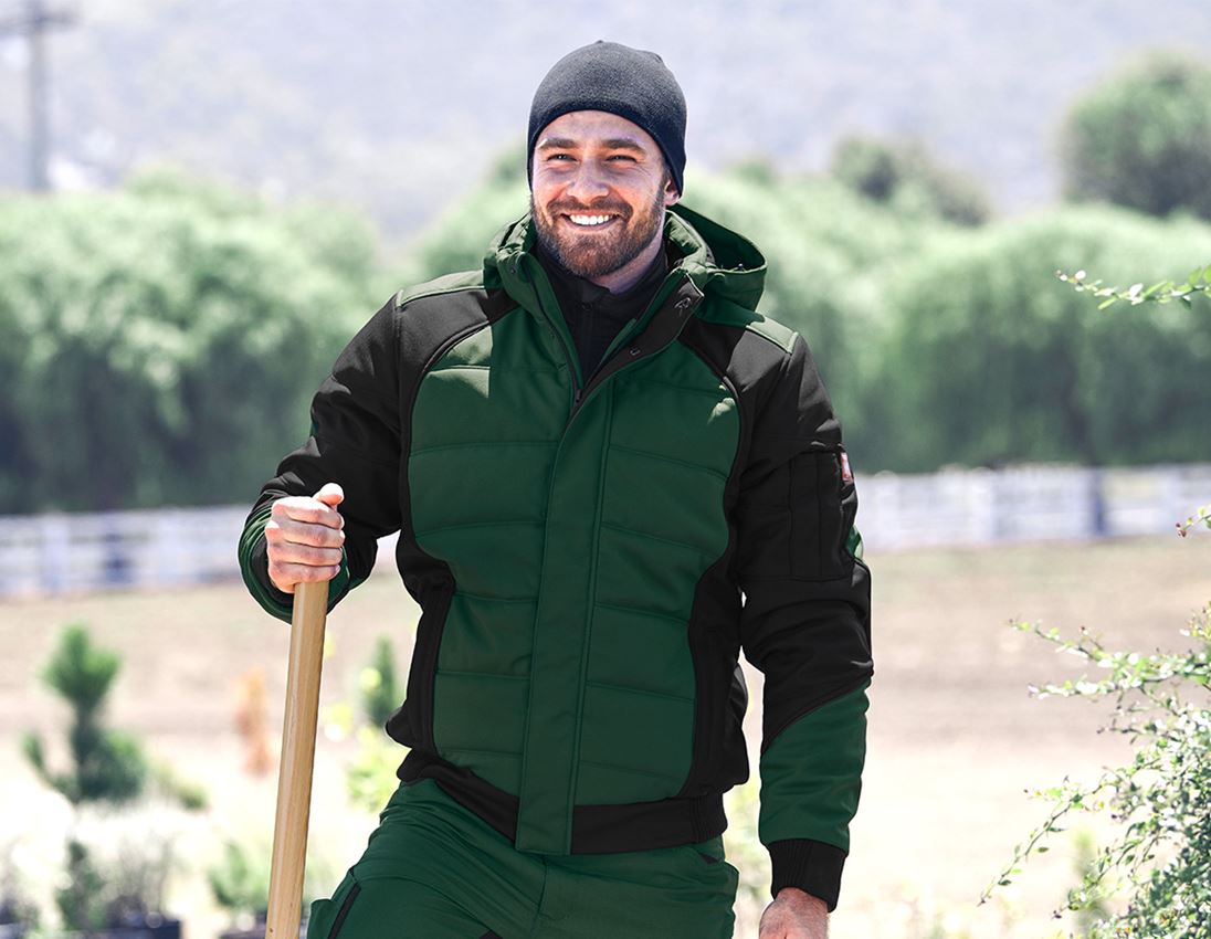 Gardening / Forestry / Farming: Winter softshell jacket e.s.vision + green/black