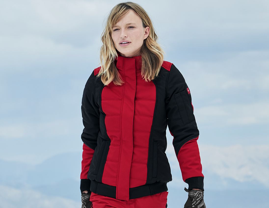 Work Jackets: Winter softshell jacket e.s.vision, ladies' + red/black