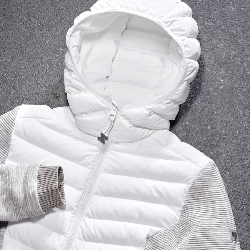Work Jackets: Hybrid hooded knitted jacket e.s.motion ten,ladies + white melange 2