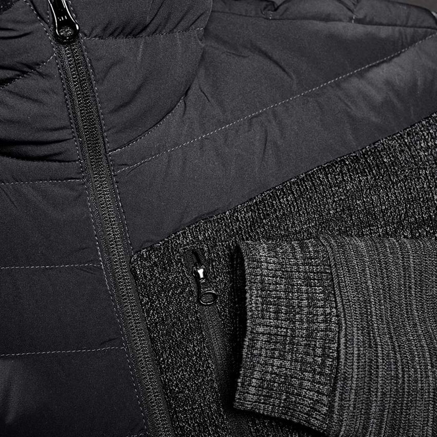 Work Jackets: Hybrid hooded knitted jacket e.s.motion ten + oxidblack melange 2
