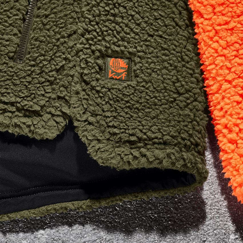 Work Jackets: e.s. Forestry faux fur jacket + high-vis orange/mudgreen 2