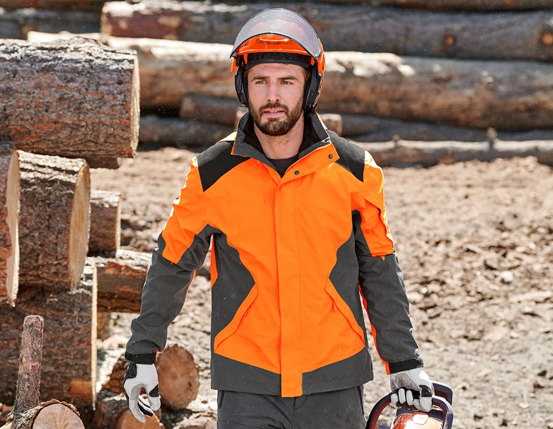 Work Jackets: e.s. Forestry rain jacket + high-vis orange/carbon grey