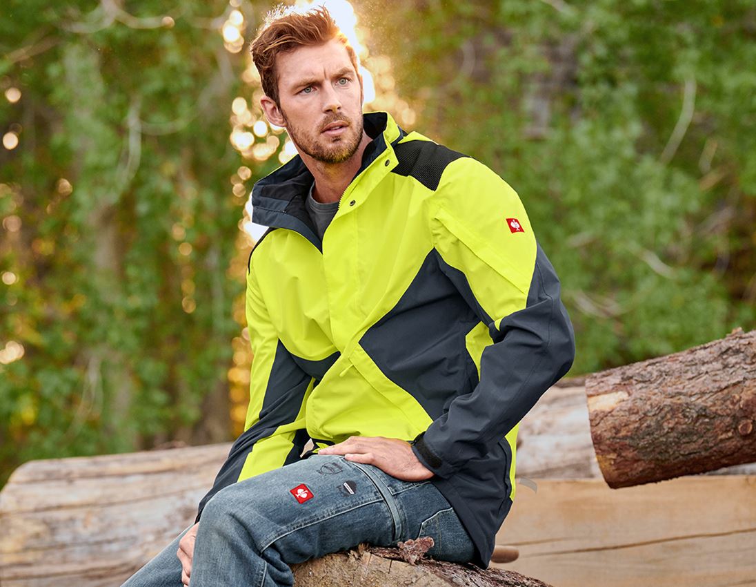 Work Jackets: e.s. Forestry rain jacket + high-vis yellow/cosmosblue 1