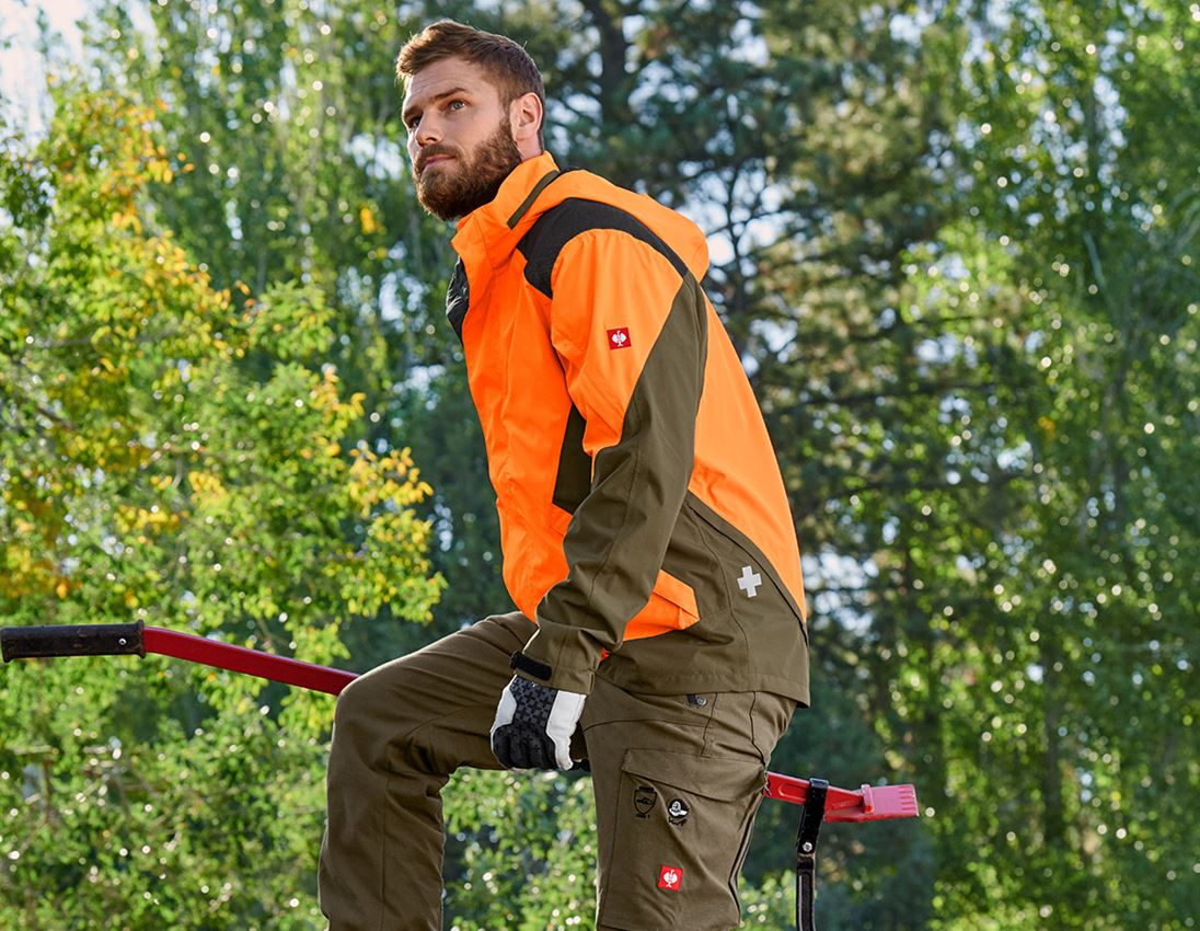 Work Jackets: e.s. Forestry rain jacket + high-vis orange/mudgreen 1
