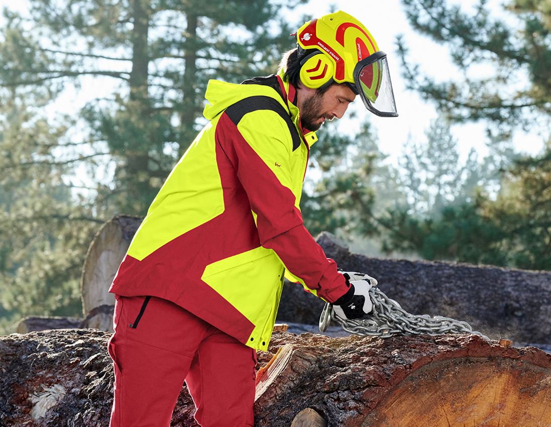 Work Jackets: e.s. Forestry rain jacket + high-vis yellow/fiery red 1