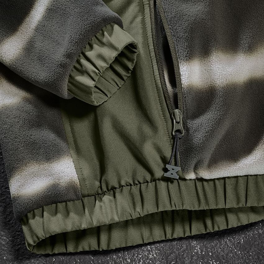 Work Jackets: Hybr.fleece hoody jacket tie-dye e.s.motion ten,l. + disguisegreen/moorgreen 2
